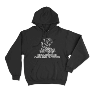 Cats and Flowers Hoodie Black