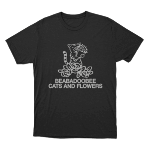 Cats and Flowers T Shirt Black
