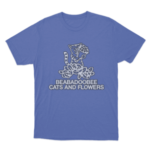 Cats and Flowers T Shirt Blue