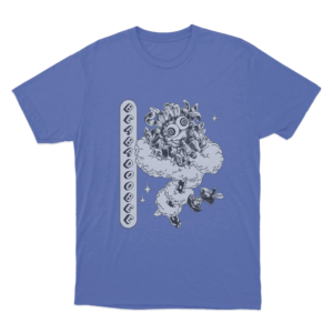 Surreal Cloud Flower T Shirt Blue